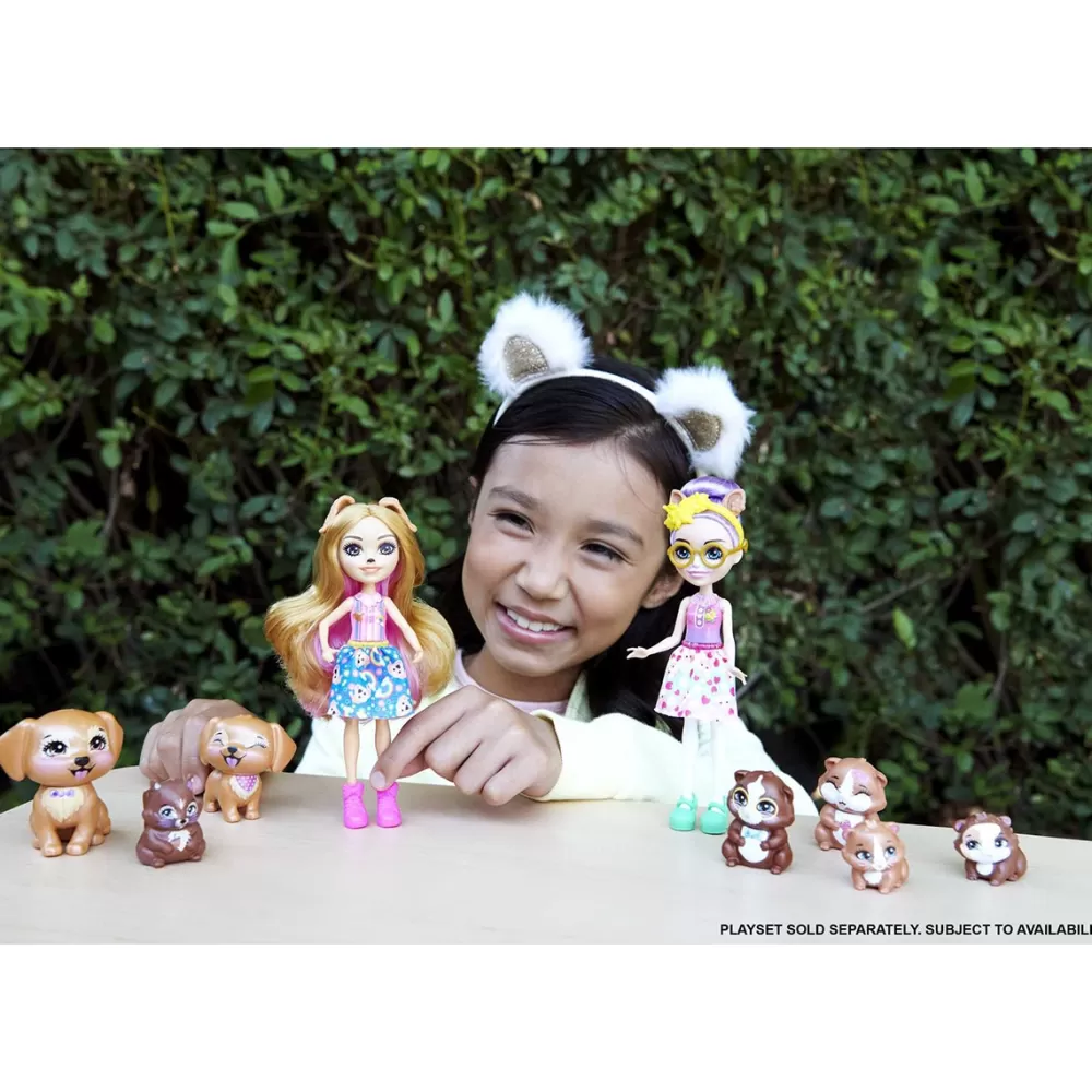 Enchantimals Munecas Y Peluches*Conjunto Glee Guinea Pig Con 4 Animales