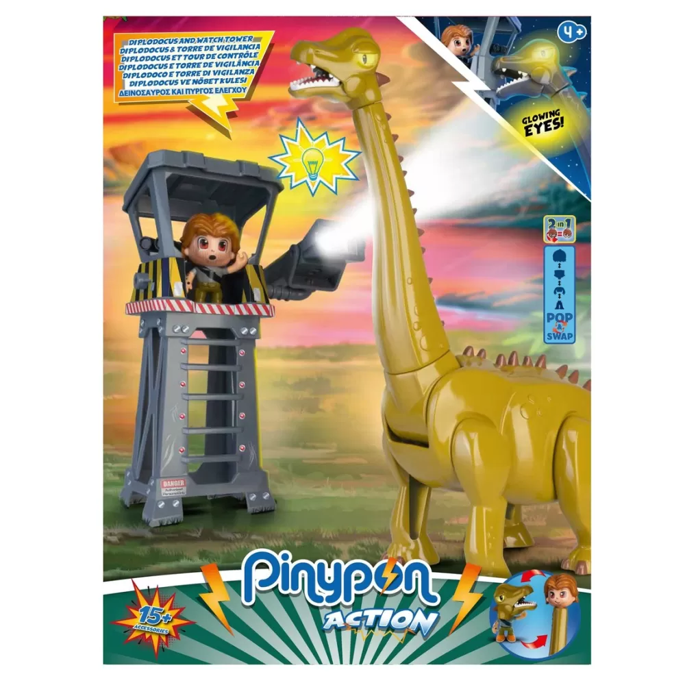 PINYPON ACTION Muñecos Articulados*Diplodocus Y Torre