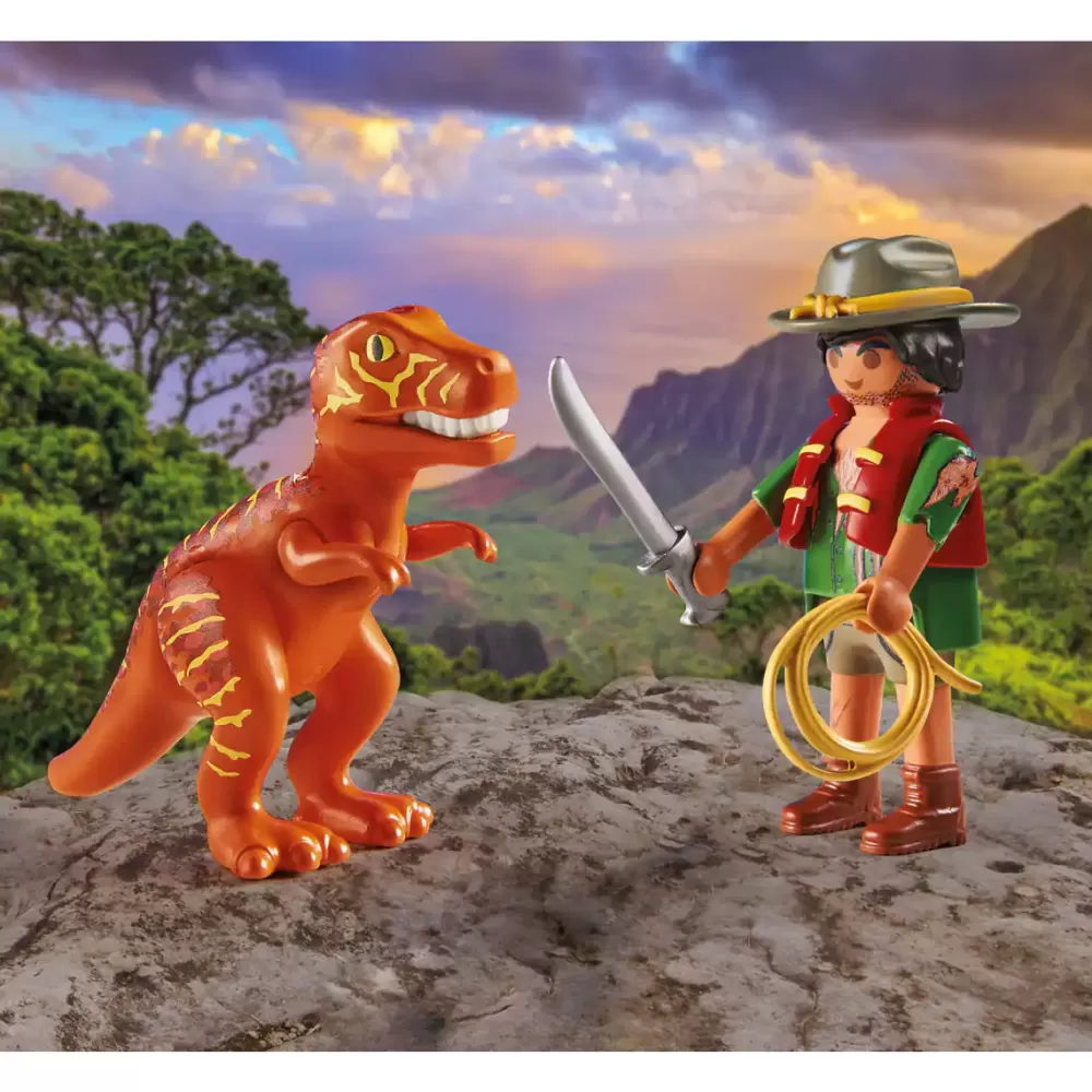 Playmobil Duo Pack Figura Aventurero Con Dinosaurio T-Rex Shop