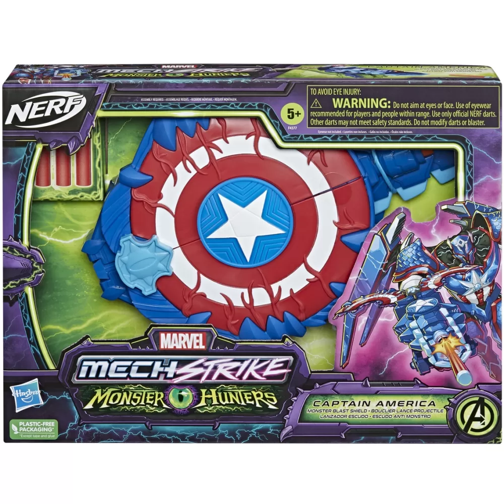 Nerf Muñecos Articulados*Lanzador Escudo Capitan America Avengers Monster Hunters