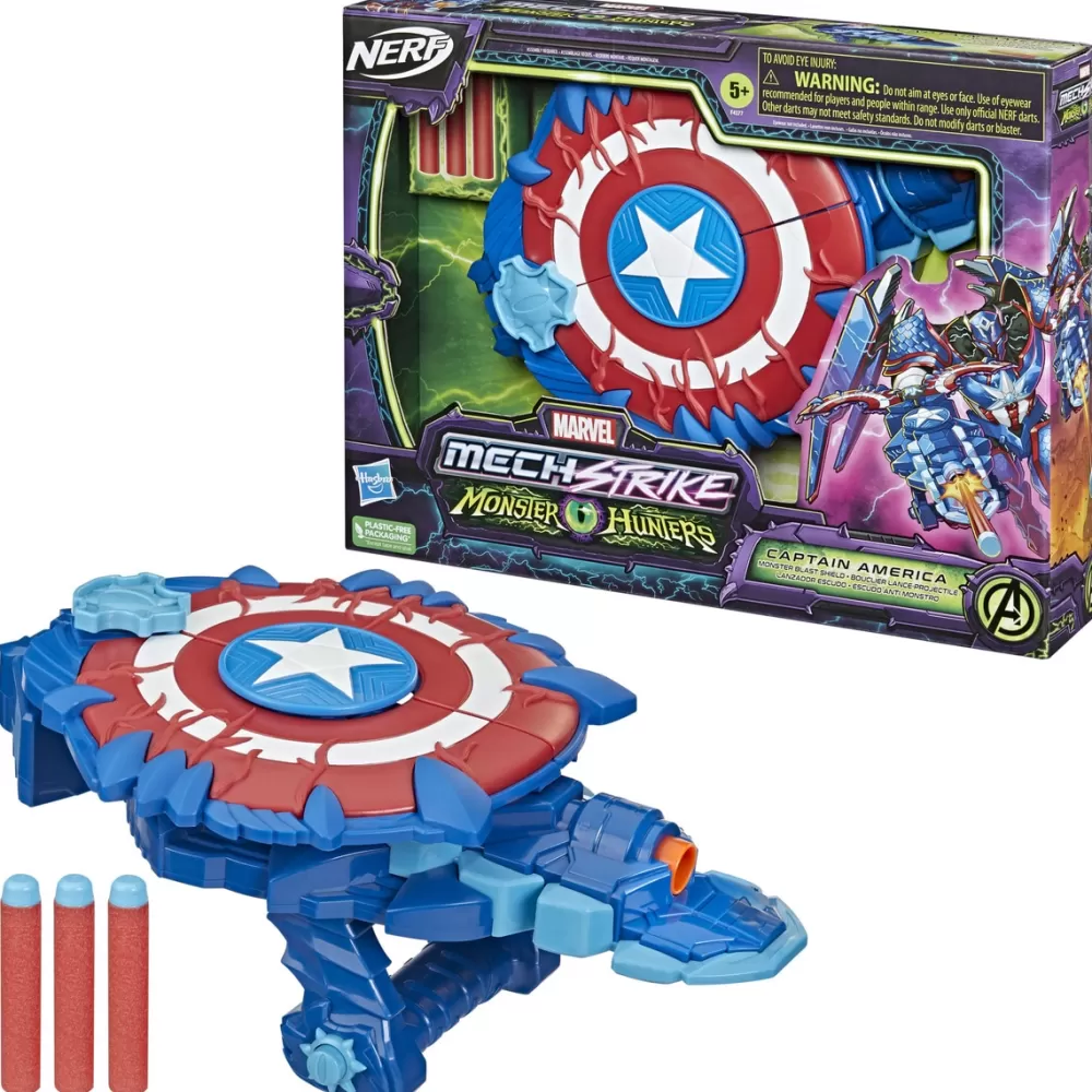 Nerf Muñecos Articulados*Lanzador Escudo Capitan America Avengers Monster Hunters