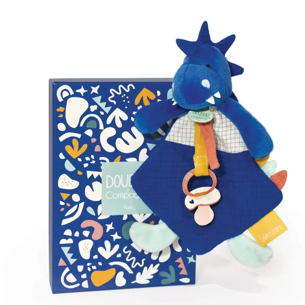 Doudou Et Compagnie Preescolar*Les Calinosauressashou, Mantita Pinza Para Chupete (Azul)