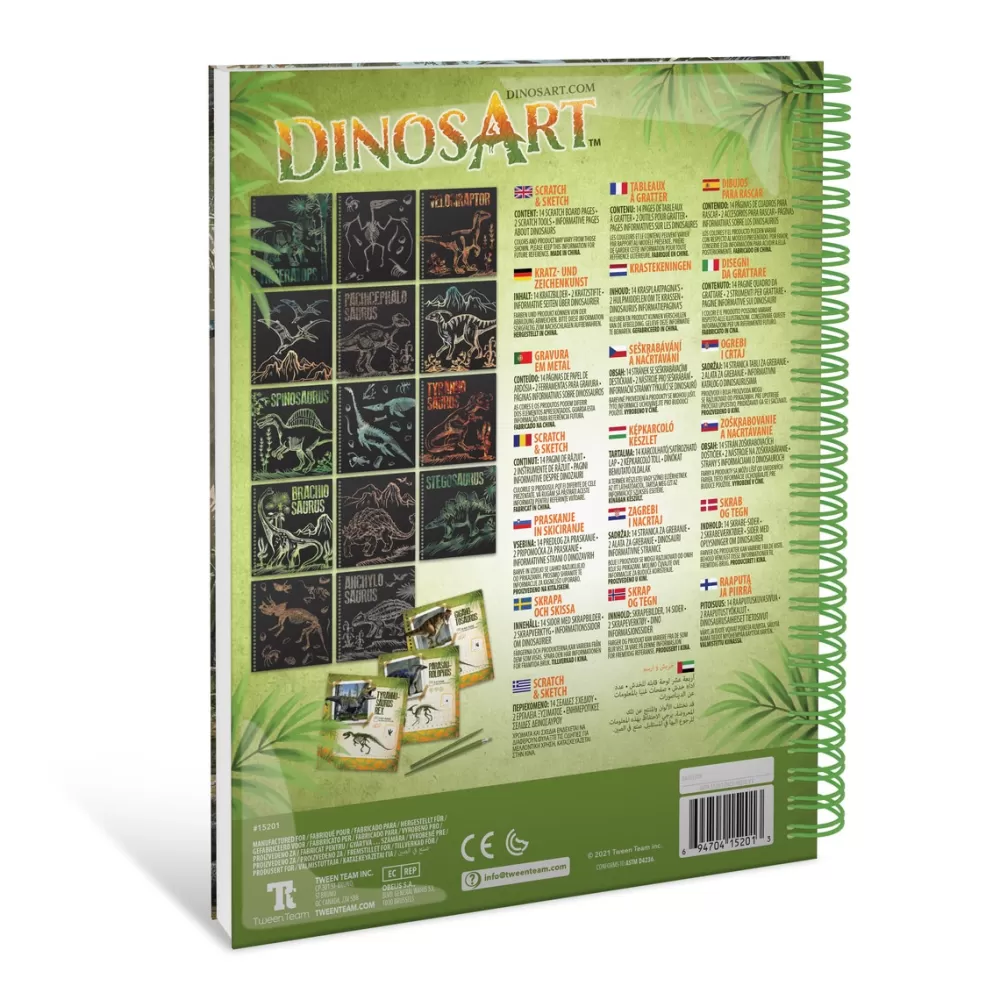 Dinos Art Juegos Educativos*Libro Creativo De Rascar Y Esbozar Cuaderno Dinosaurios Dinosart