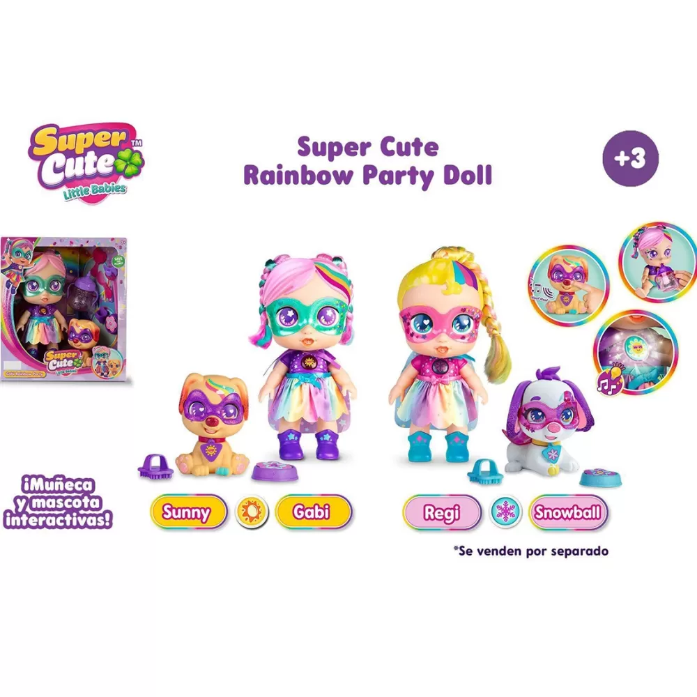 Supercute Munecas Y Peluches*Muneca Y Mascotas Interactiva Super Cute Rainbow Party Doll