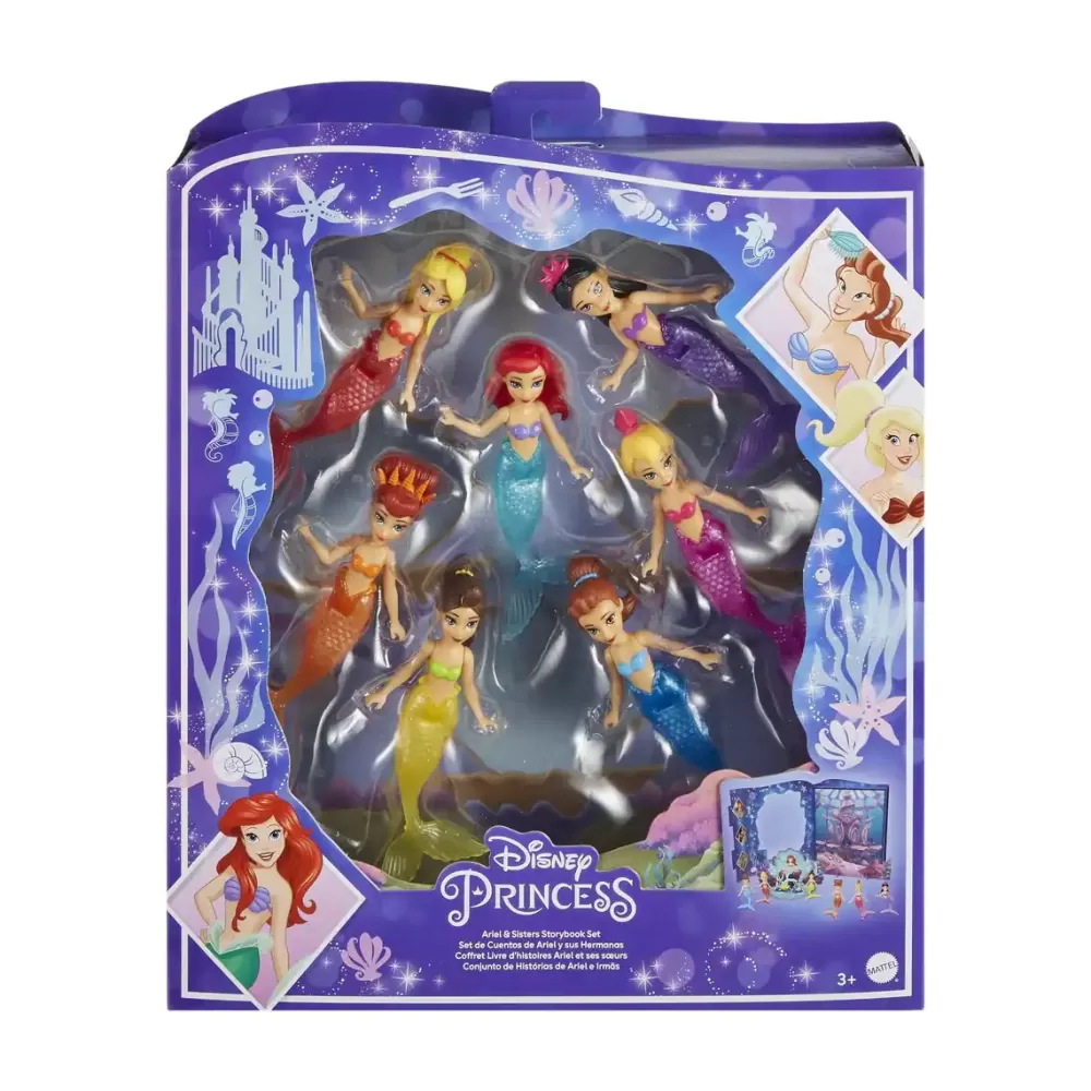 Mattel Pack 7 Munecas Sirenas Disney Princess Minis Shop