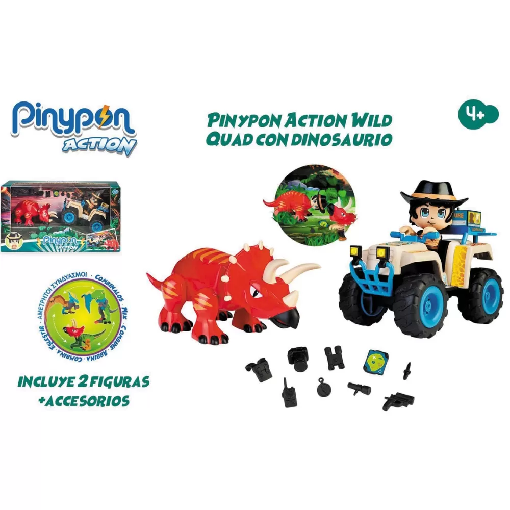 PINYPON ACTION Muñecos Articulados*. Wild. Quad Con Dino