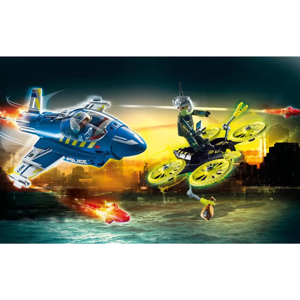 Playmobil Muñecos Articulados*Policia Avion: Persecucion Dron City Action