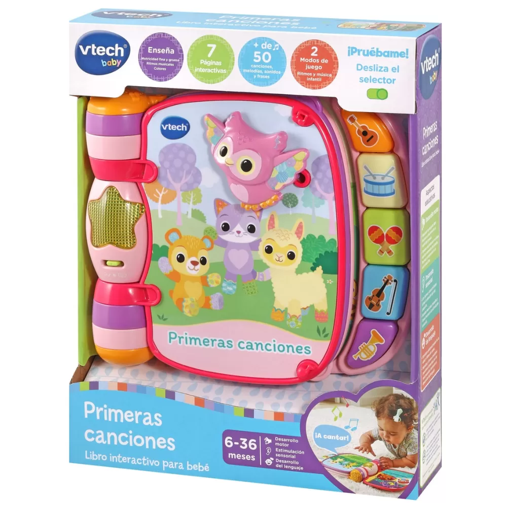 VTech Preescolar*Primeras Canciones Libro Interactivo Para Bebes Rosa Baby