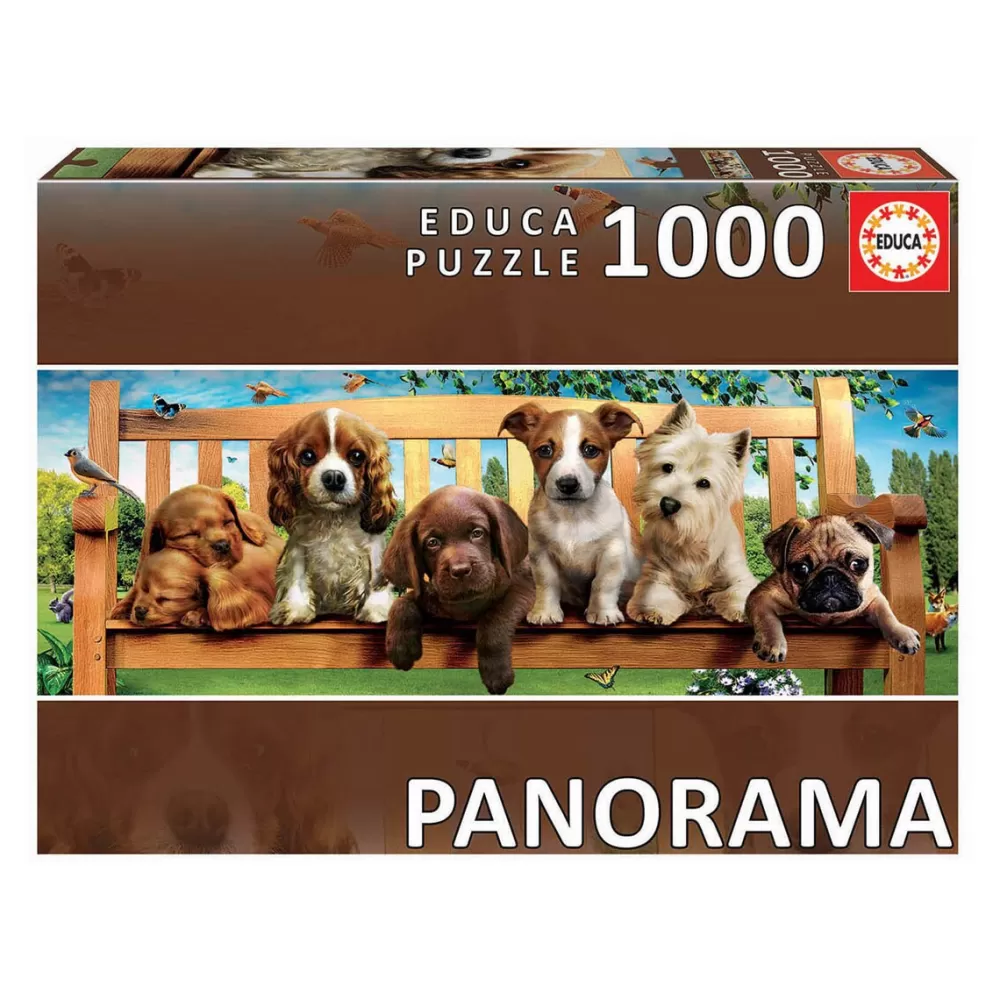 Educa Borrás Puzzle 1000 Piezas Perritos En El Banco Panorama New