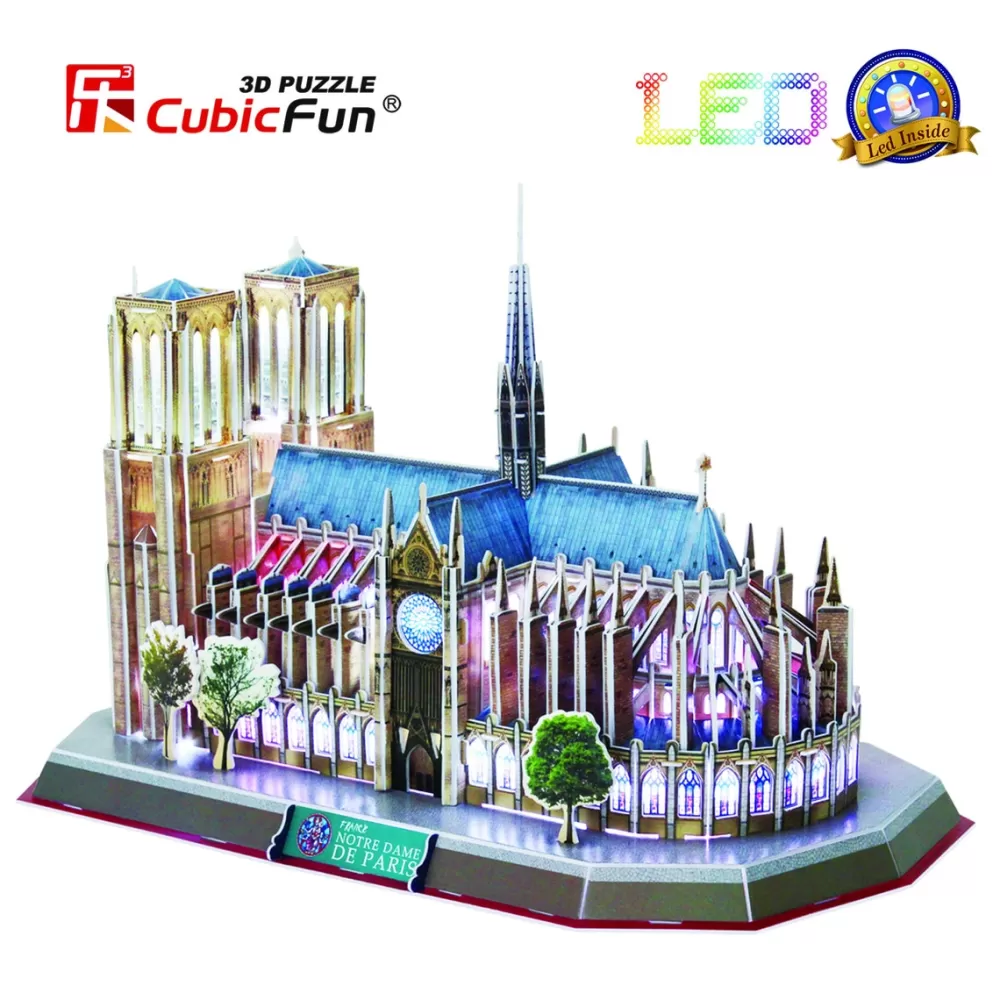 CubicFun Puzzles Y Construcciones*Rompecabezas 3D Notre Dame De Paris Con Luz Led