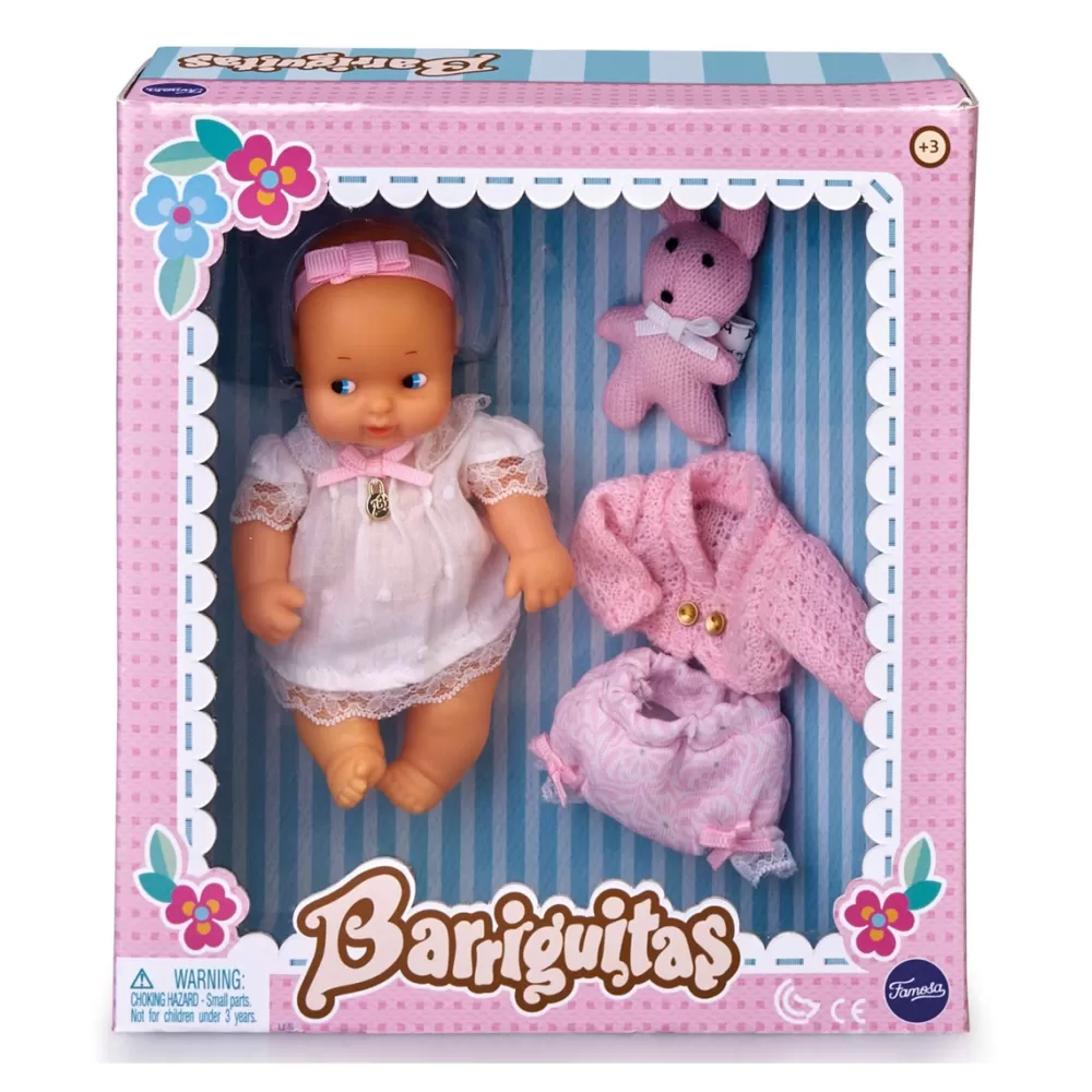 Barriguitas Munecas Y Peluches*Set De Bebe Con Ropita Rosa Famosa