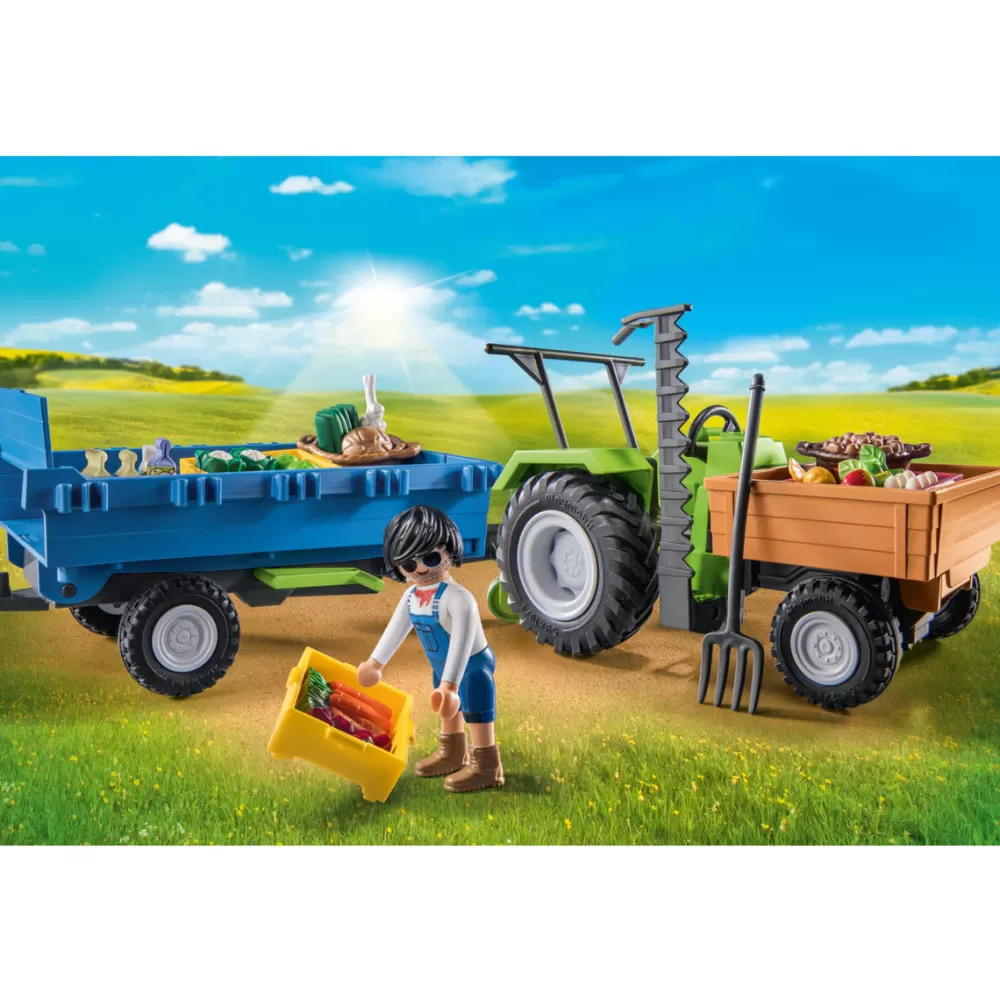 Playmobil Tractor Con Remolque De La Granja Country Shop